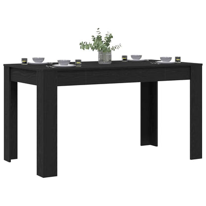 Dining Table Black Oak 140 x 74.5 x 76 cm Poly Rattan
