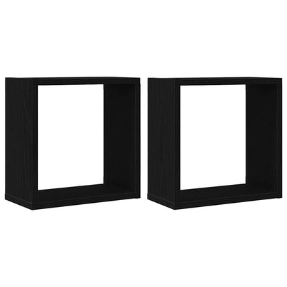 Wall Cube Shelves 2 pcs Black Oak 30x15x30 cm Engineered Wood
