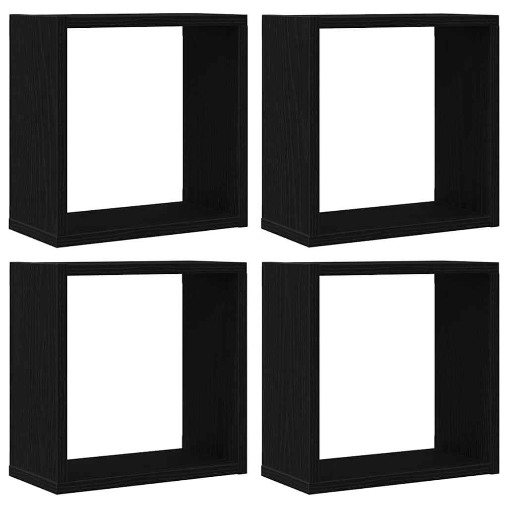 Wall Cube Shelves 4 pcs Black Oak 30x15x30 cm Engineered Wood