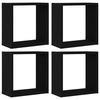 Wall Cube Shelves 4 pcs Black Oak 30x15x30 cm Engineered Wood