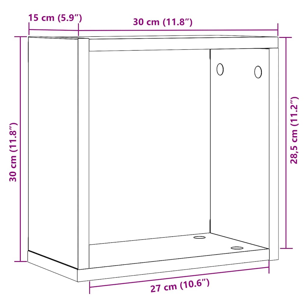 Wall Cube Shelves 4 pcs Black Oak 30x15x30 cm Engineered Wood