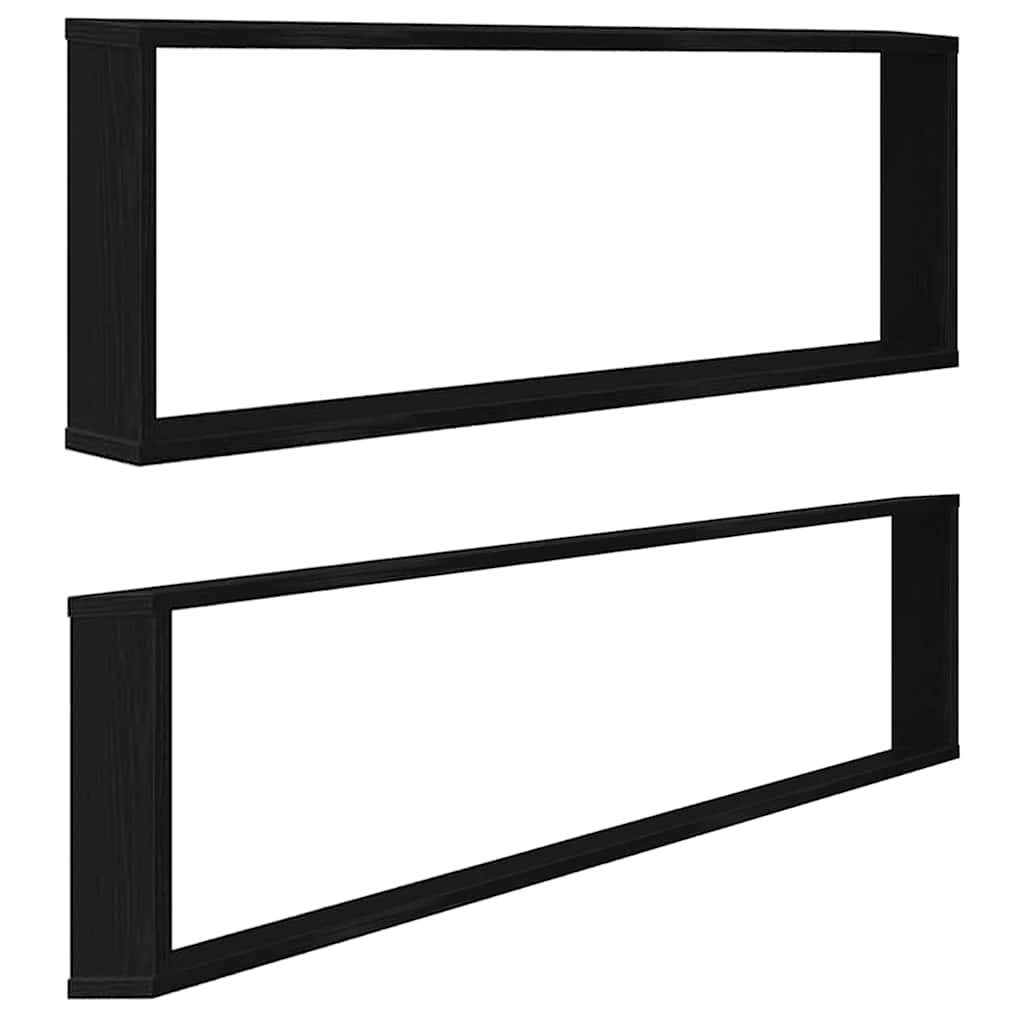 Wall Cube Shelves 2 pcs Black Oak 100x15x30 cm Engineered Wood