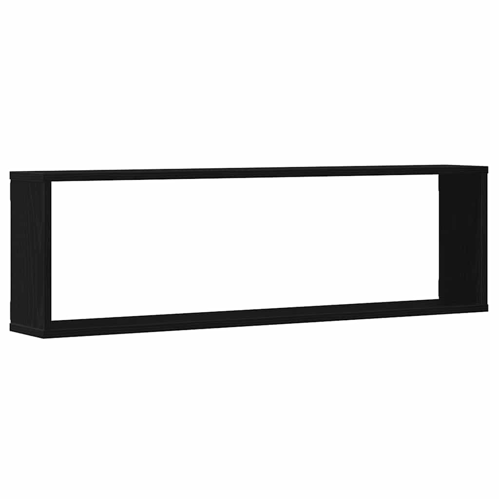 Wall Cube Shelves 2 pcs Black Oak 100x15x30 cm Engineered Wood