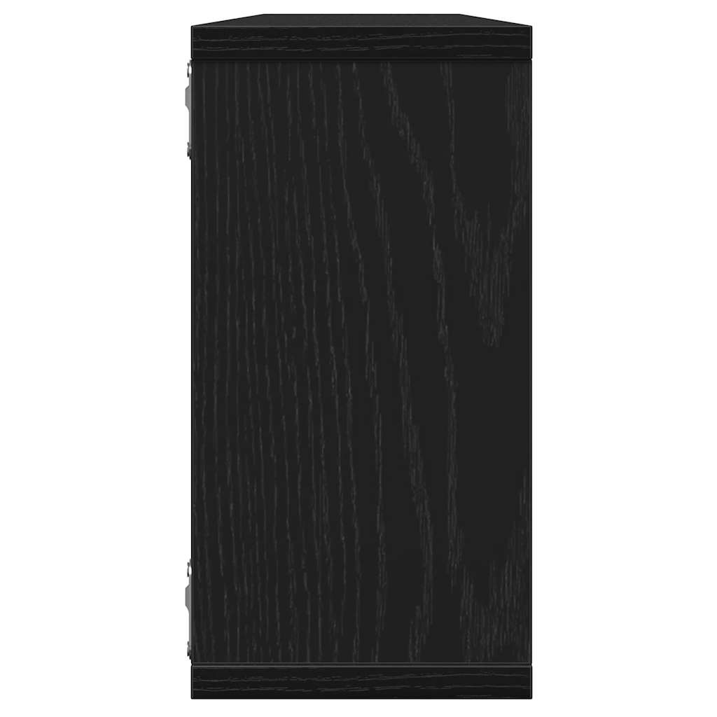 Wall Cube Shelves 2 pcs Black Oak 100x15x30 cm Engineered Wood
