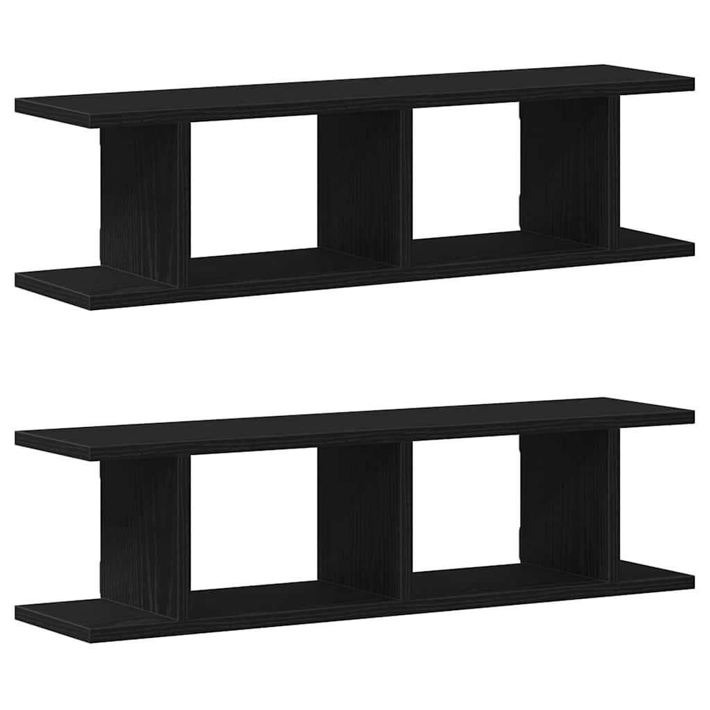 Wall Shelves 2 pcs Black Oak 75x18x20 cm Engineered Wood