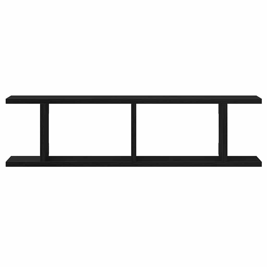 Wall Shelves 2 pcs Black Oak 75x18x20 cm Engineered Wood