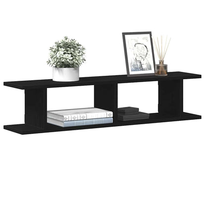 Wall Shelves 2 pcs Black Oak 90x18x20 cm Engineered Wood