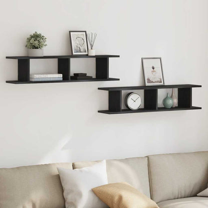 Wall Shelves 2 pcs Black Oak 90x18x20 cm Engineered Wood