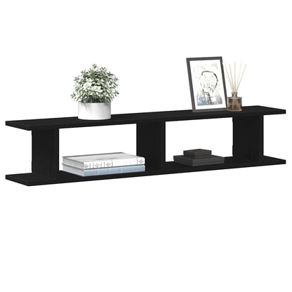 Wall Shelves 2 pcs Black Oak 105x18x20 cm Engineered Wood
