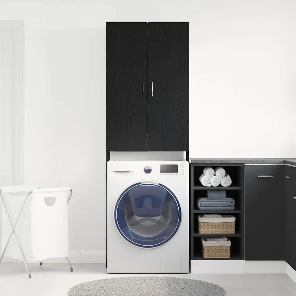 Washing Machine Cabinet Black Oak 64x25.5x190 cm