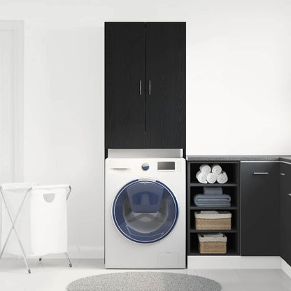 Washing Machine Cabinet Black Oak 64x25.5x190 cm