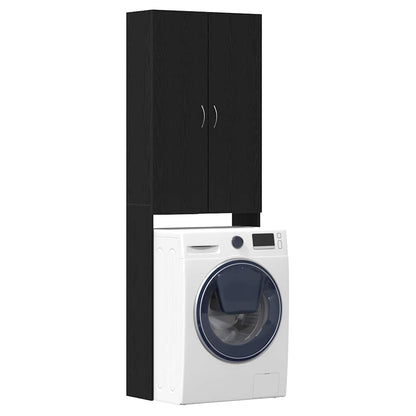 Washing Machine Cabinet Black Oak 64x25.5x190 cm