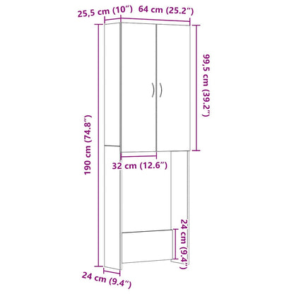 Washing Machine Cabinet Black Oak 64x25.5x190 cm