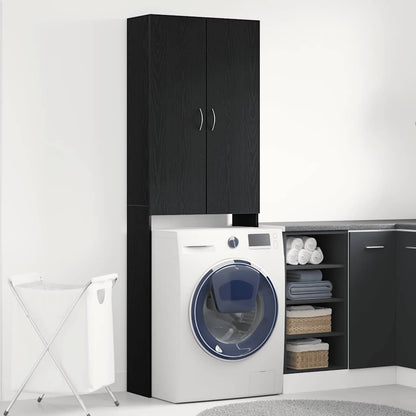 Washing Machine Cabinet Black Oak 64x25.5x190 cm