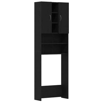 Washing Machine Cabinet Black Oak 64x25.5x190 cm