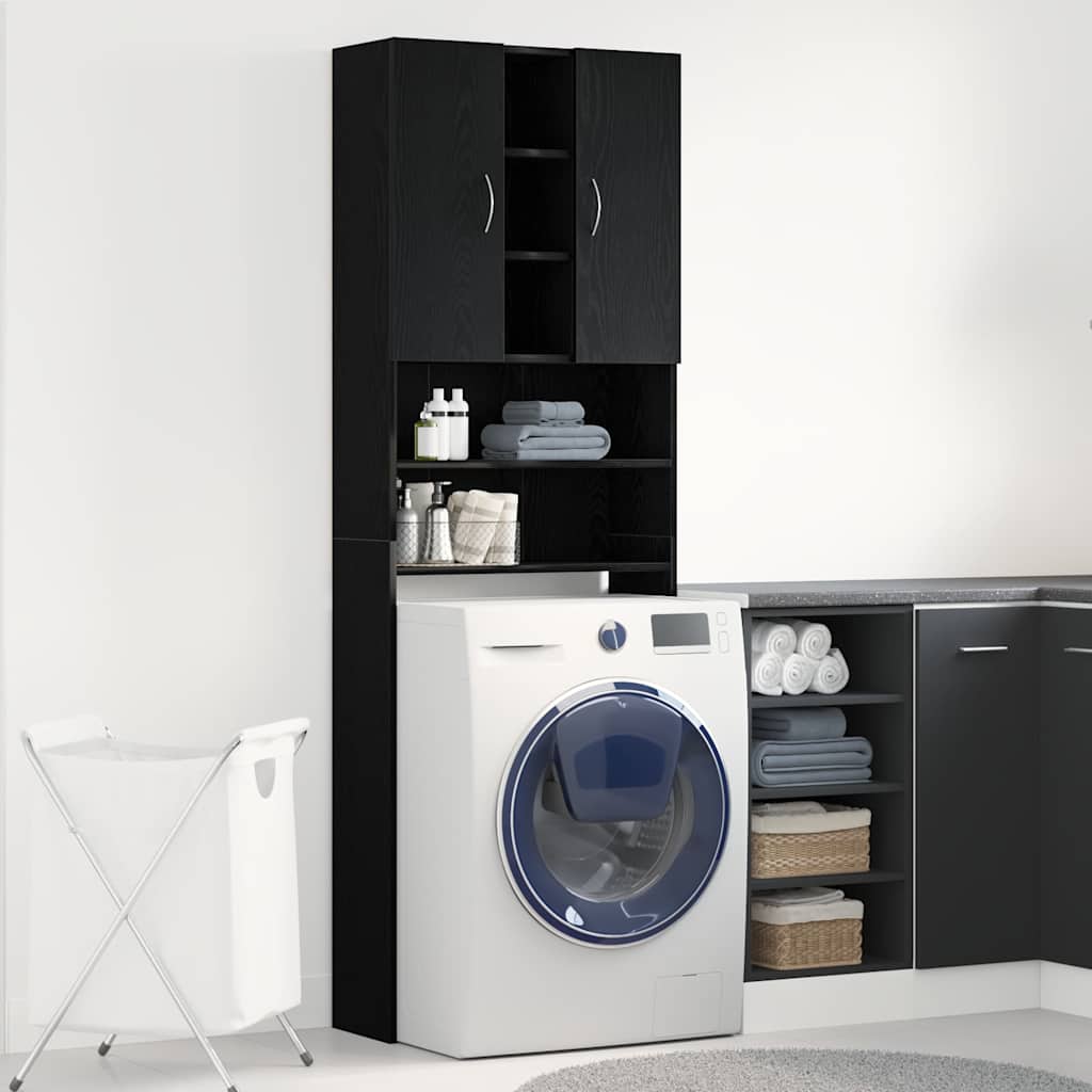 Washing Machine Cabinet Black Oak 64x25.5x190 cm
