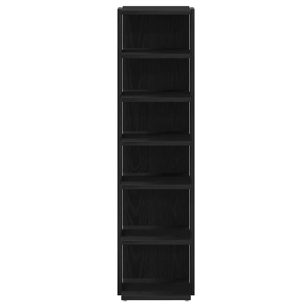 Shoe Cabinet Black Oak 25x27x102 cm Engineered Wood