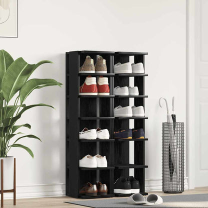 Shoe Cabinets 2 pcs Black Oak 25x27x102 cm Engineered Wood