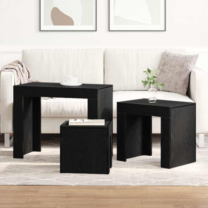 Nesting Tables 3 pcs Black Oak 61 x 30 x 50 cm Engineered Wood