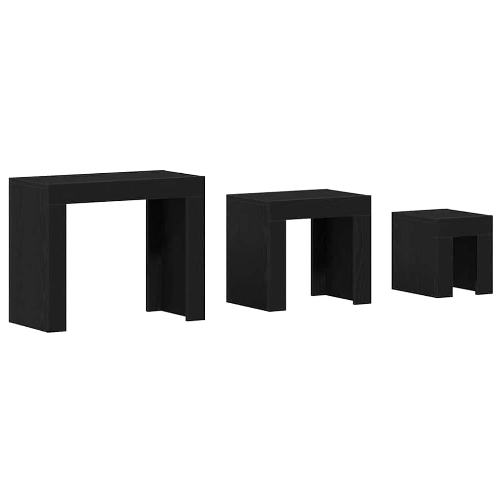 Nesting Tables 3 pcs Black Oak Engineered Wood