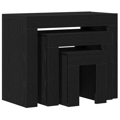 Nesting Tables 3 pcs Black Oak 61 x 30 x 50 cm Engineered Wood