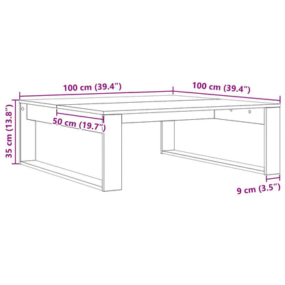 Coffee Table Black Oak 100 x 100 x 35 cm Engineered Wood