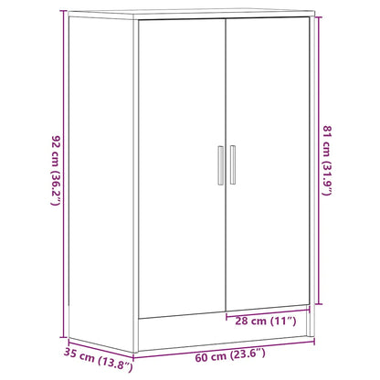 Shoe Cabinet Black Oak 60x35x92 cm Engineered Wood