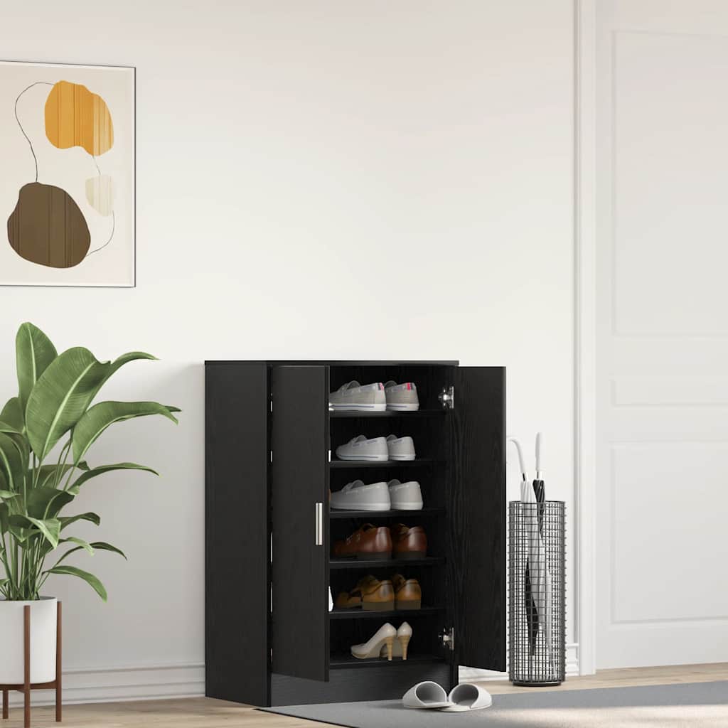 Shoe Cabinet 60 x 35 x 92 cm Engineered Wood Black Oak