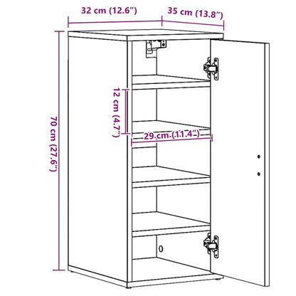 Shoe Cabinet Black Oak 32x35x70 cm Engineered Wood