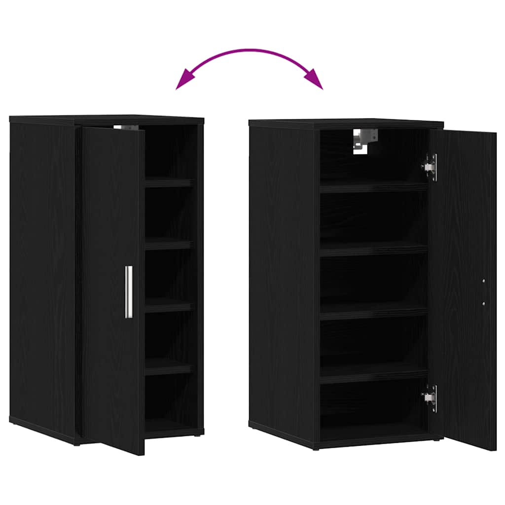 Shoe Cabinet Black Oak 32x35x70 cm Engineered Wood