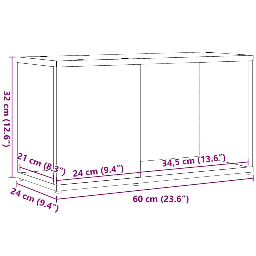 TV Cabinet Black Oak 60x24x32 cm Engineered Wood
