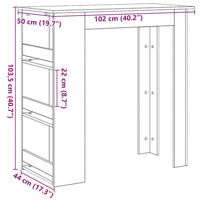 Bar Table with Storage Rack Black Oak 102x50x103.5 cm