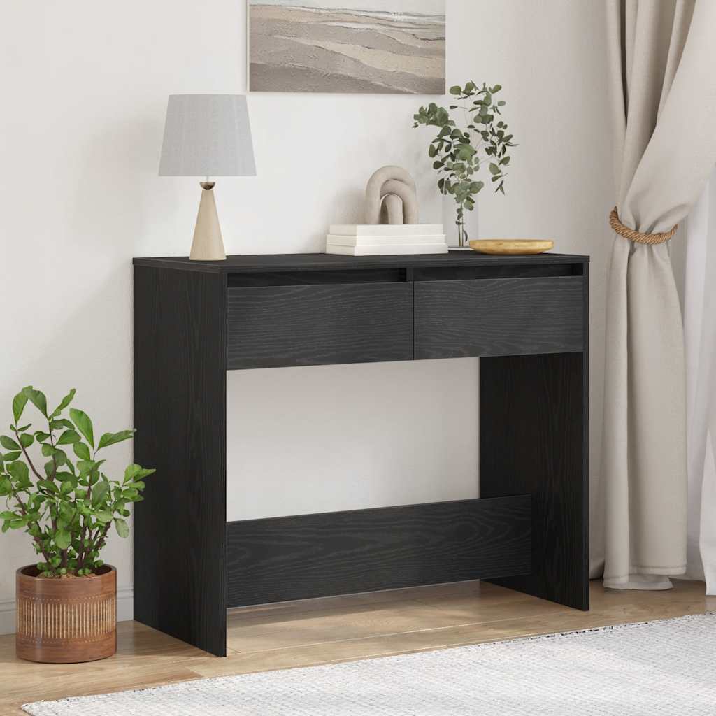 Console Table Black Oak 89x41x76,5 cm Engineered Wood