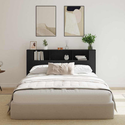 Headboard Cabinet Black Oak Engineered Wood