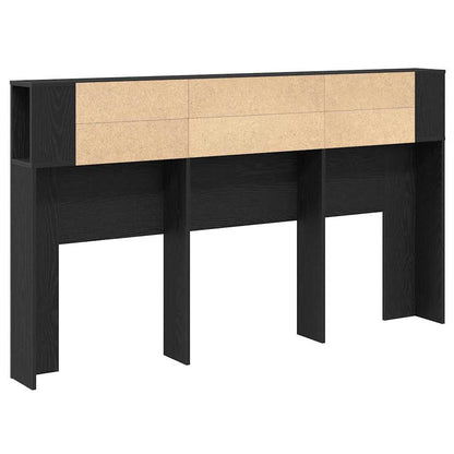 Headboard Cabinet Black Oak Engineered Wood