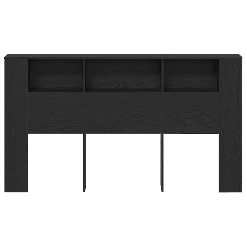 Headboard Cabinet Black Oak Engineered Wood