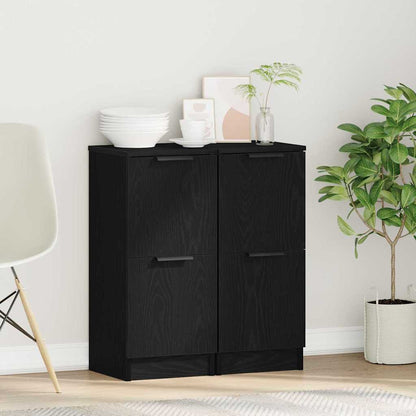 Sideboard 2 pcs Black Oak 30 x 30 x 70 cm Engineered Wood