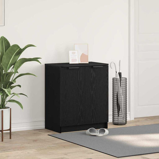 Shoe Cabinet Black Oak 59 x 35 x 70 cm Engineered Wood