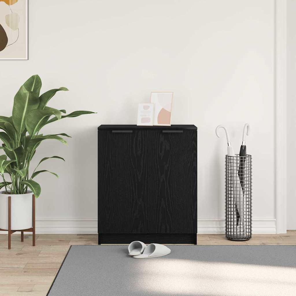 Shoe Cabinet Black Oak 59 x 35 x 70 cm Engineered Wood