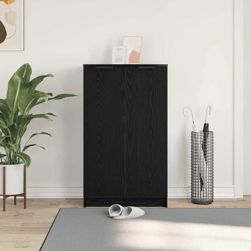 Shoe Cabinet Black Oak 59 x 35 x 100 cm Engineered Wood