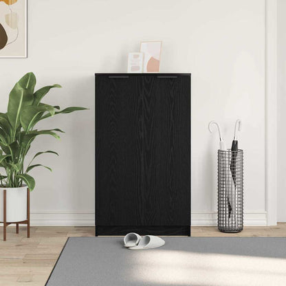 Shoe Cabinet Black Oak 59 x 35 x 100 cm Engineered Wood