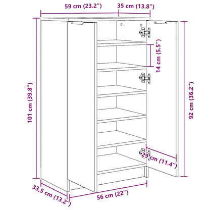 Shoe Cabinet Black Oak 59 x 35 x 100 cm Engineered Wood