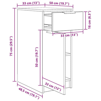 Office Cabinet Black Oak 33 x 50 x 75 cm Engineered Wood