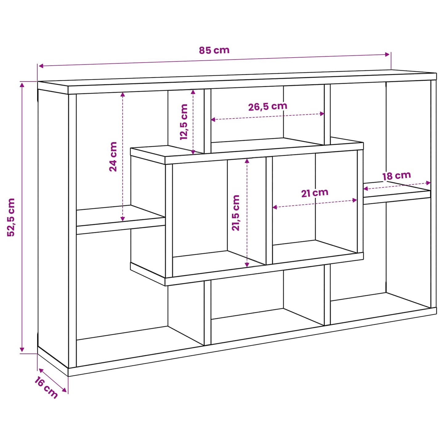 Wall Shelf Black Oak 85 x 16 x 52.5 cm Engineered Wood