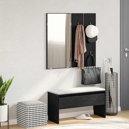Hallway Furniture Set 4 pcs Black Oak Engineered wood