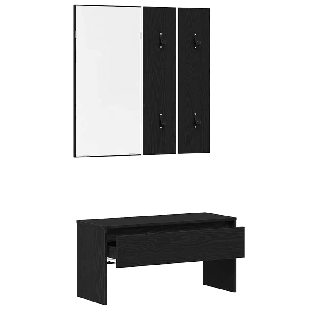 Hallway Furniture Set 4 pcs Black Oak Engineered wood