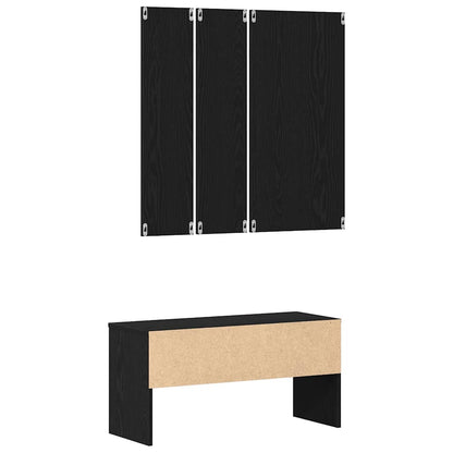 Hallway Furniture Set 4 pcs Black Oak Engineered wood