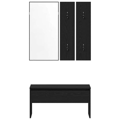 Hallway Furniture Set 4 pcs Black Oak Engineered wood