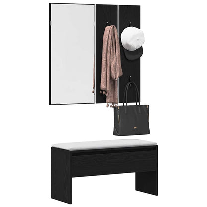 Hallway Furniture Set 4 pcs Black Oak Engineered wood