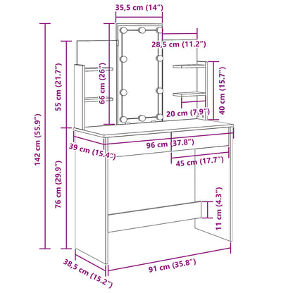 Dressing Table Black Oak 96 x 39 x 142 cm Engineered Wood